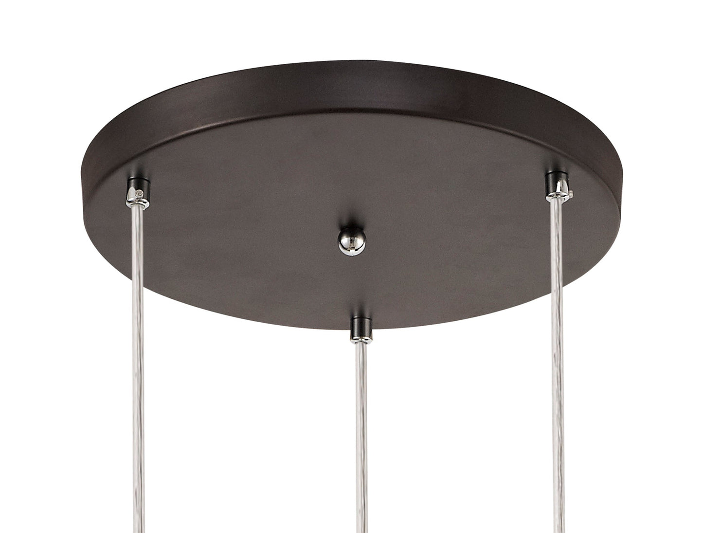 Mobbers 3 Light Round Pendant E14, Oiled Bronze and Polished Chrome and Amber