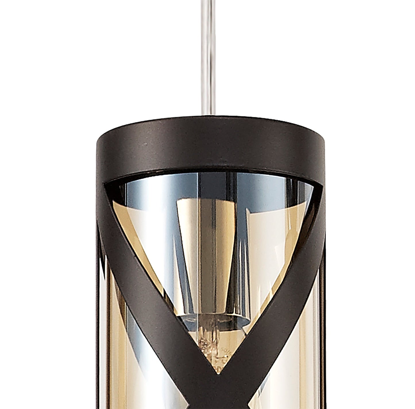 Mobbers 3 Light Round Pendant E14, Oiled Bronze and Polished Chrome and Amber