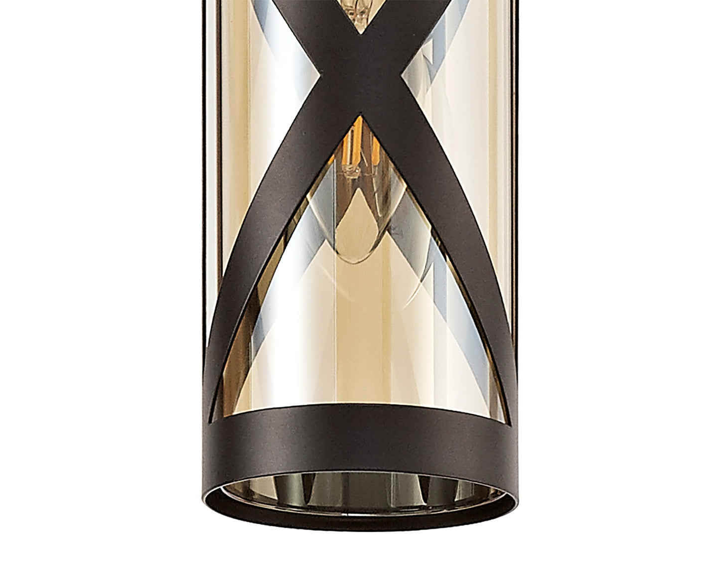 Mobbers 3 Light Round Pendant E14, Oiled Bronze and Polished Chrome and Amber