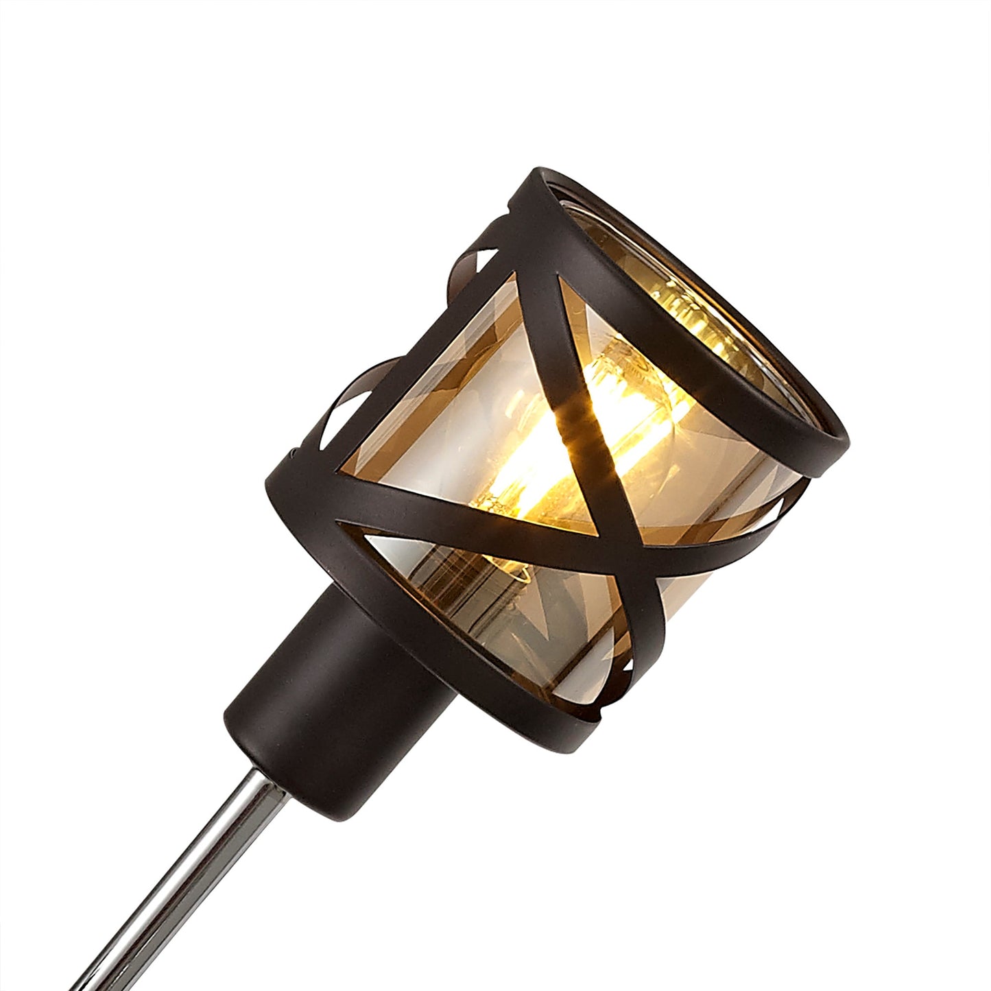 Mobbers 4 Light  Adjustable Pendant E14, Oiled Bronze and Polished Chrome and Amber