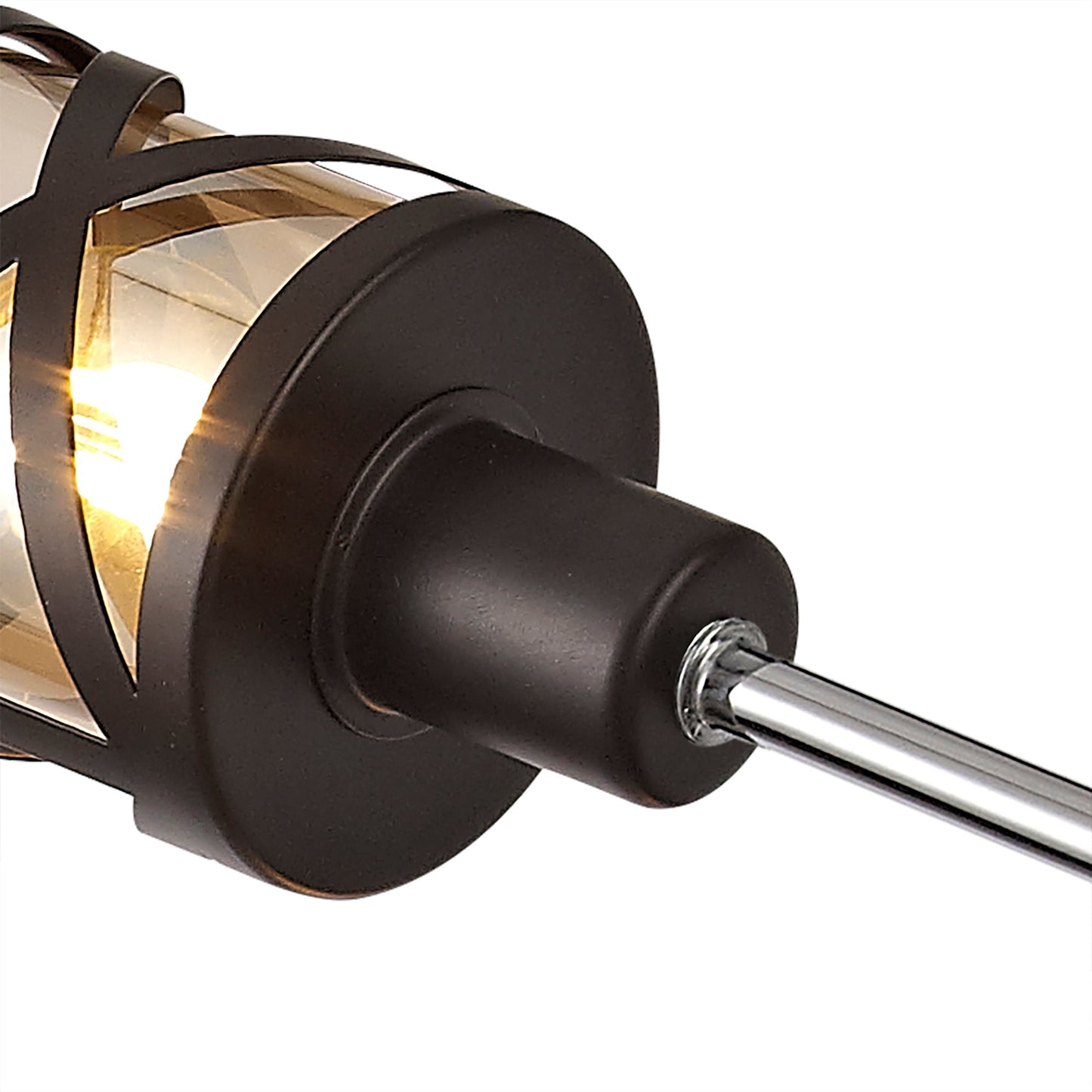 Mobbers 4 Light  Adjustable Pendant E14, Oiled Bronze and Polished Chrome and Amber