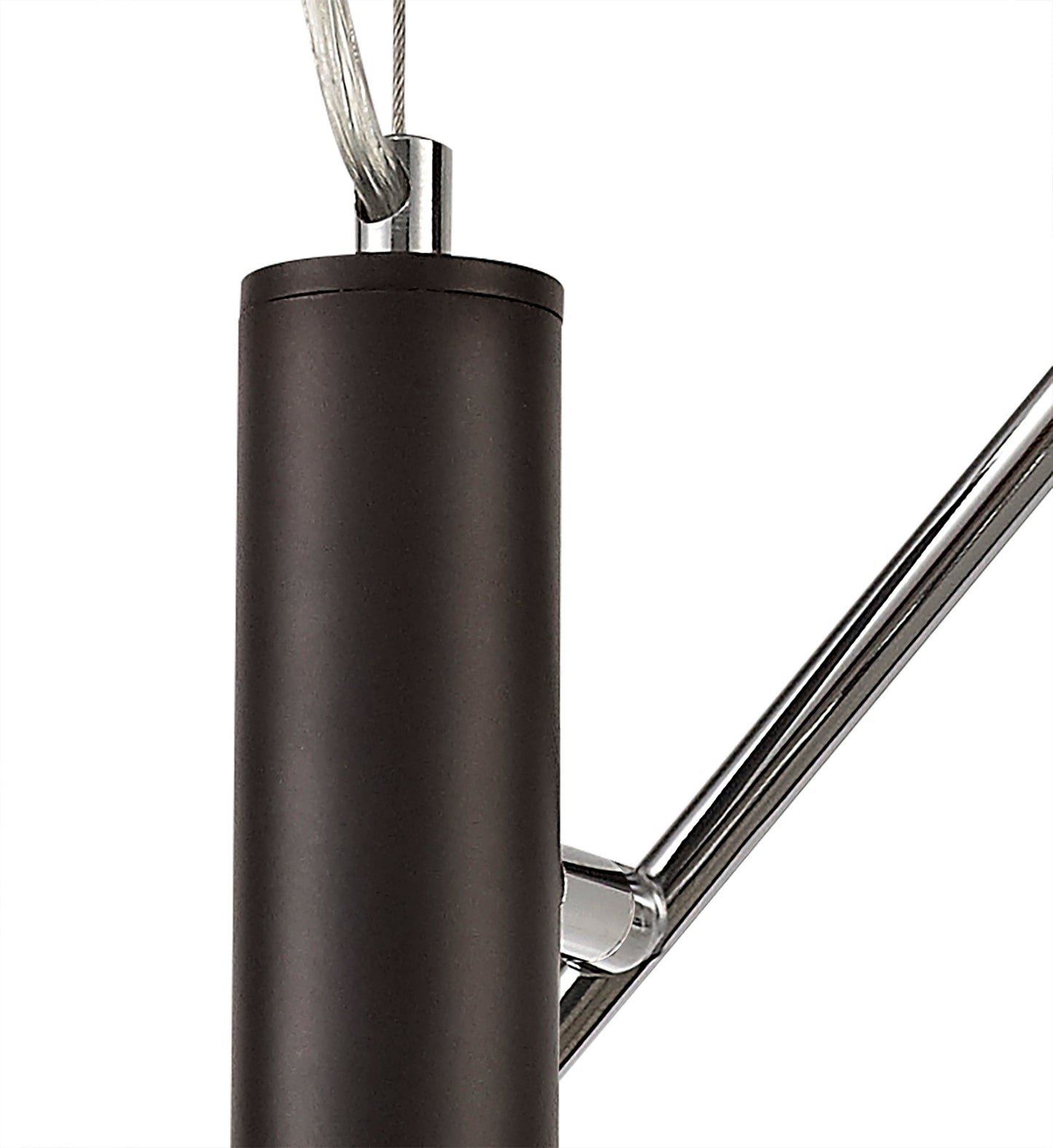 Mobbers 4 Light  Adjustable Pendant E14, Oiled Bronze and Polished Chrome and Amber