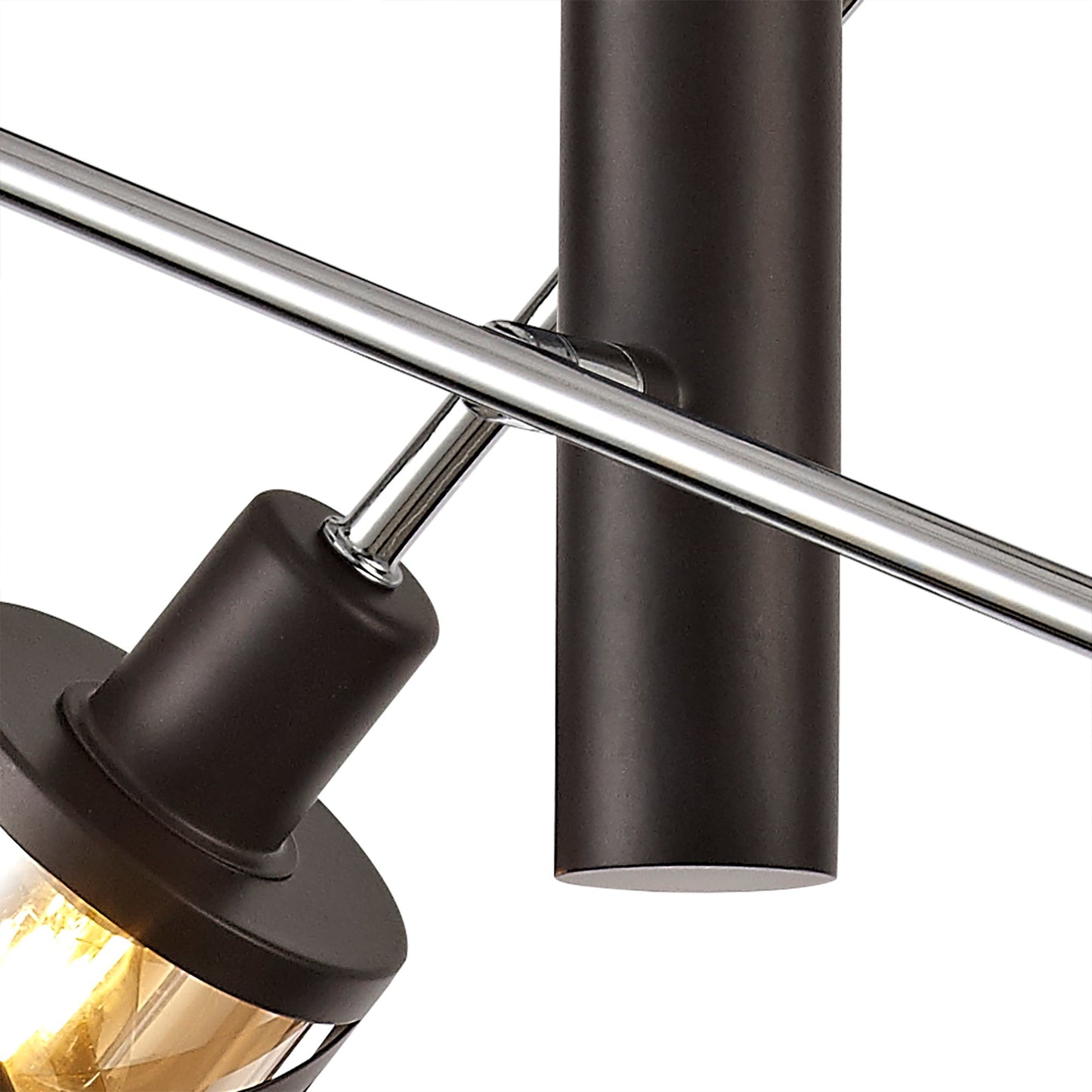 Mobbers 4 Light  Adjustable Pendant E14, Oiled Bronze and Polished Chrome and Amber