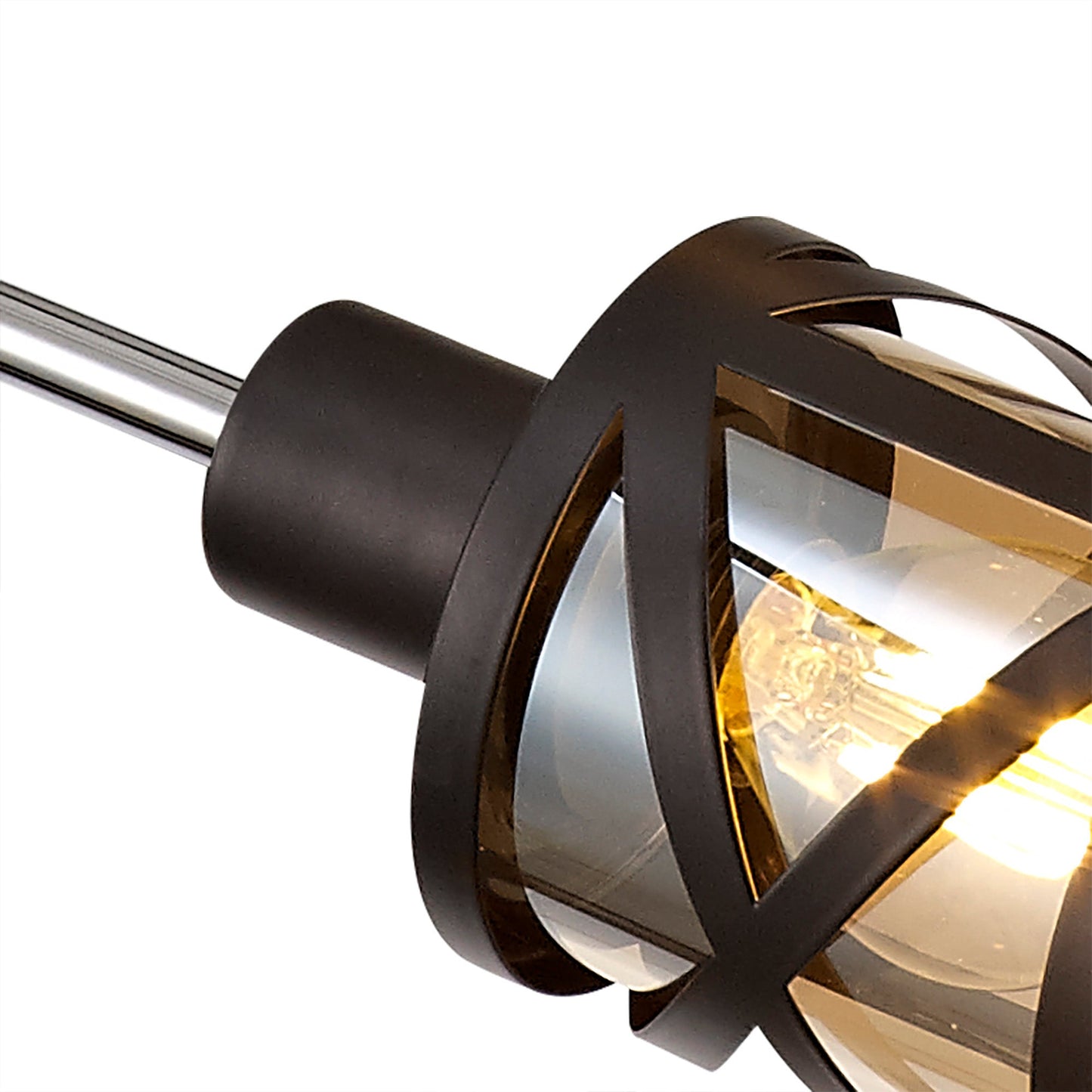Mobbers 4 Light  Adjustable Pendant E14, Oiled Bronze and Polished Chrome and Amber