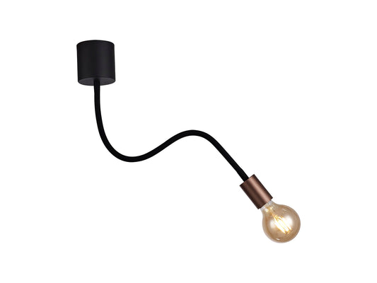 Moss Flexible Ceiling 1 Light E27, Satin Black and Brushed Copper