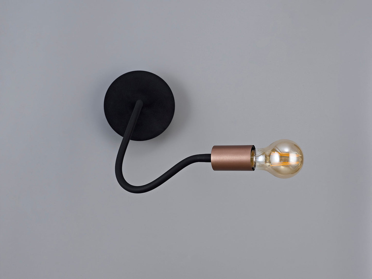 Moss Flexible Switched Wall Lamp, 1 Light E27, Satin Black and Brushed Copper