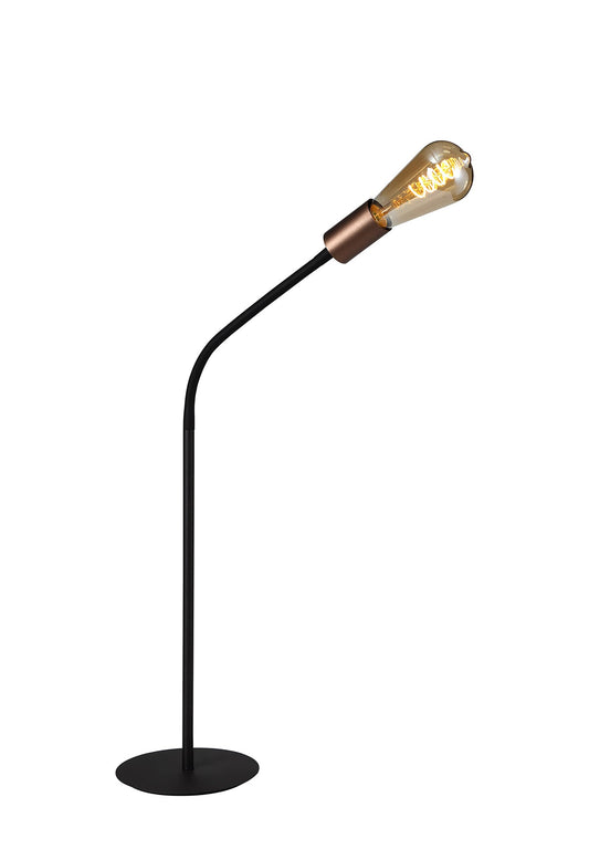 Moss Flexible Table Lamp, 1 Light E27, Satin Black and Brushed Copper