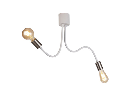 Moss Flexible Ceiling 2 Light E27 Satin White and Satin Nickel