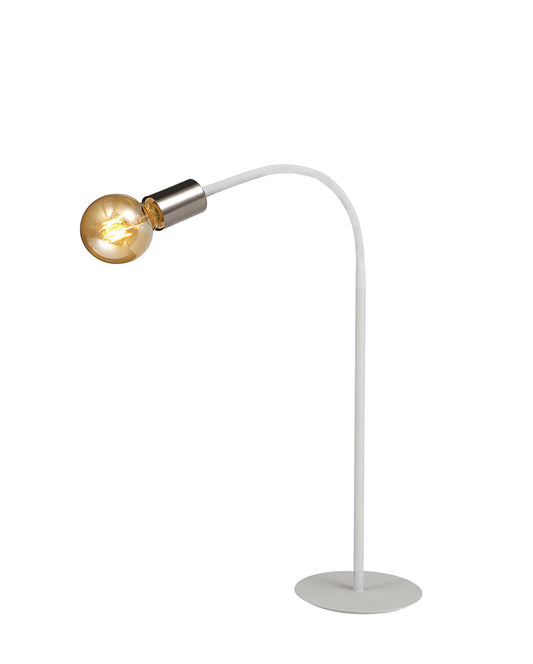 Moss Flexible Table Lamp, 1 Light E27 Satin White and Satin Nickel