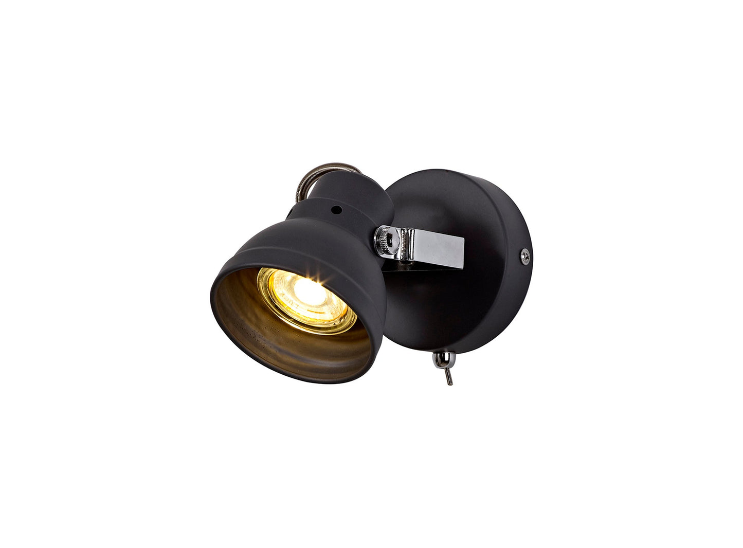 Mossrose Adjustable Switched Spotlight, 1 x GU10 Max 10W LED, Matt Grey and Polished Chrome