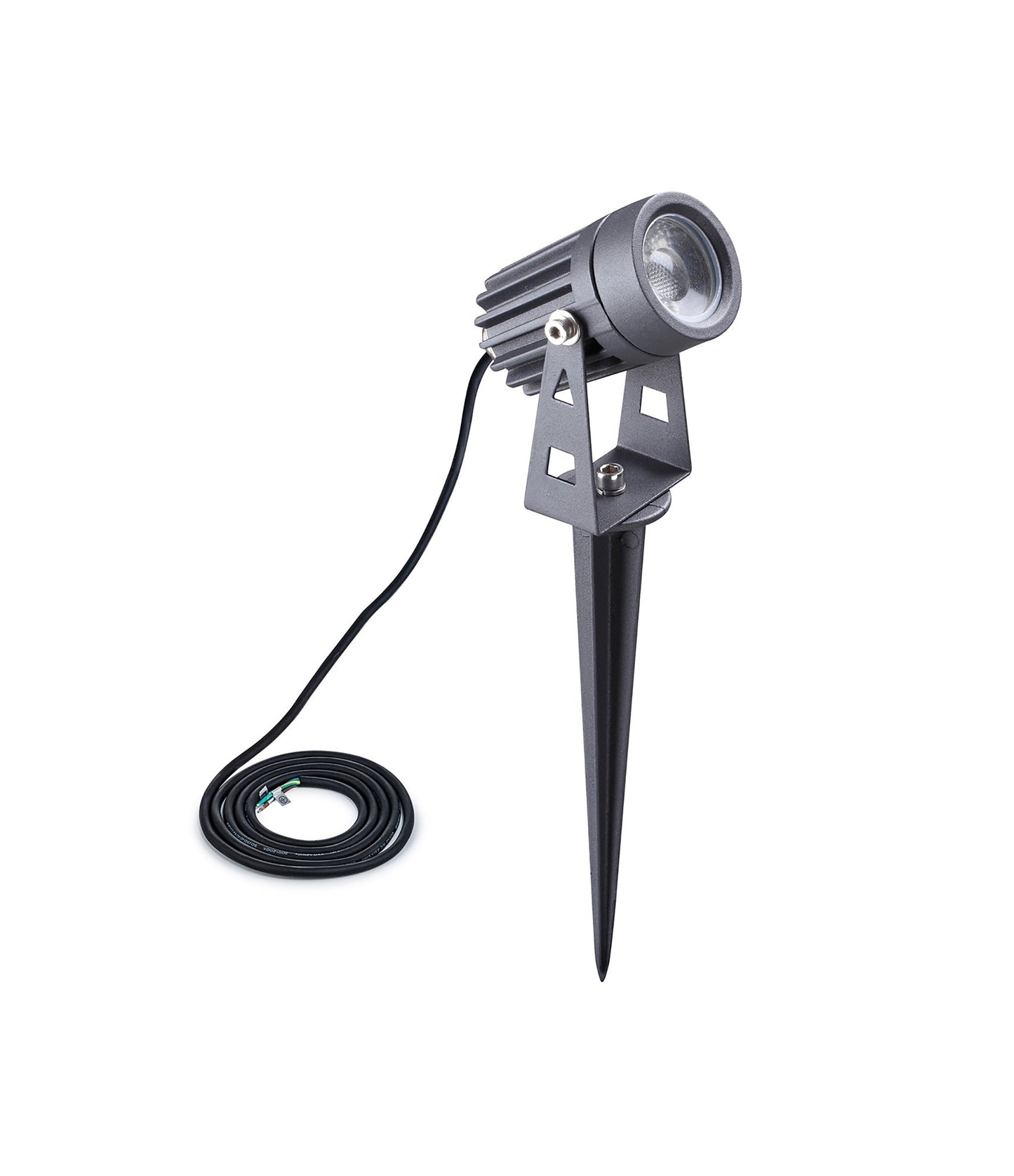 Nant Spike and Wall Light, 1 x 3W LED, 3000K, 210lm, 30 Degree, IP65, Grey and Black, c and w 2m Cable, 3yrs Warranty