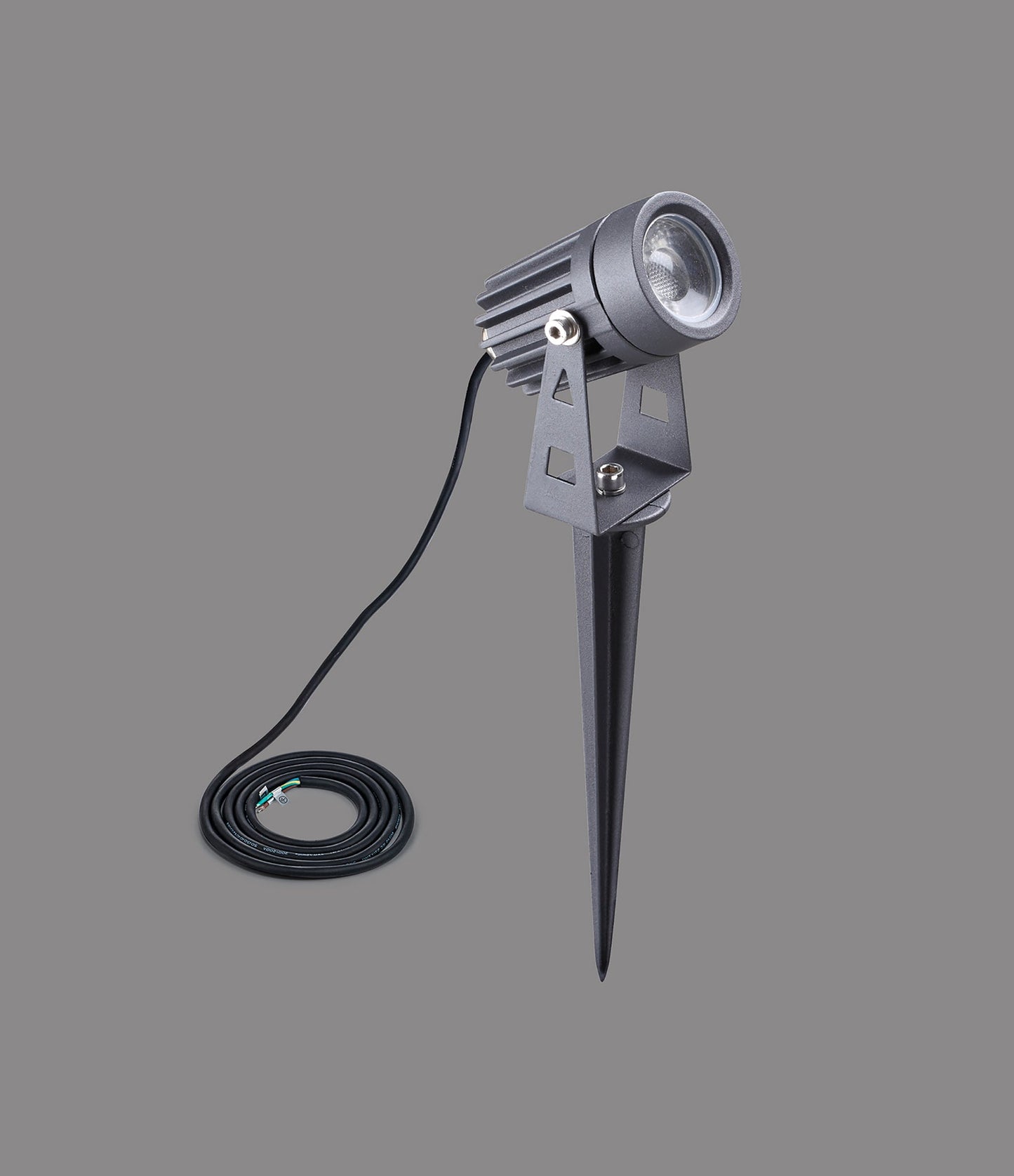 Nant Spike and Wall Light, 1 x 3W LED, 3000K, 210lm, 30 Degree, IP65, Grey and Black, c and w 2m Cable, 3yrs Warranty