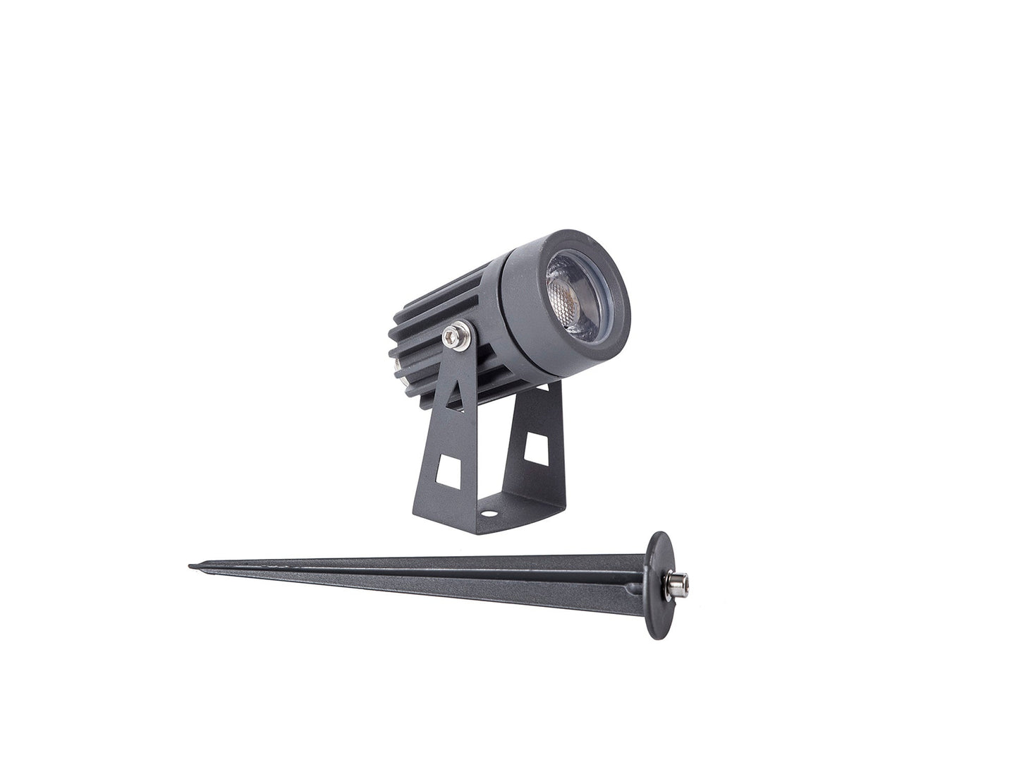 Nant Spike and Wall Light, 1 x 3W LED, 3000K, 210lm, 30 Degree, IP65, Grey and Black, c and w 2m Cable, 3yrs Warranty