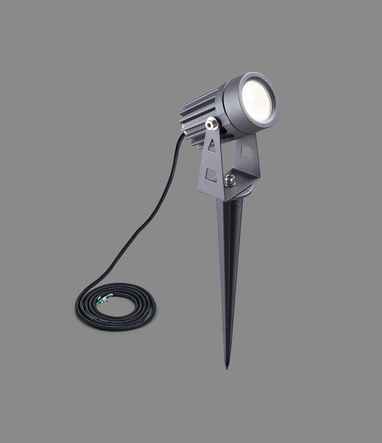 Nant Spike and Wall Light, 1 x 3W LED, 3000K, 210lm, 30 Degree, IP65, Grey and Black, c and w 2m Cable, 3yrs Warranty