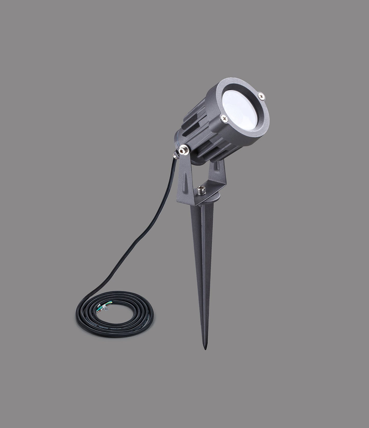 Nant Spike and Wall Light, 1 x 7W LED, 3000K, 490lm, 30 Degree, IP65, Grey and Black, c and w 2m Cable, 3yrs Warranty