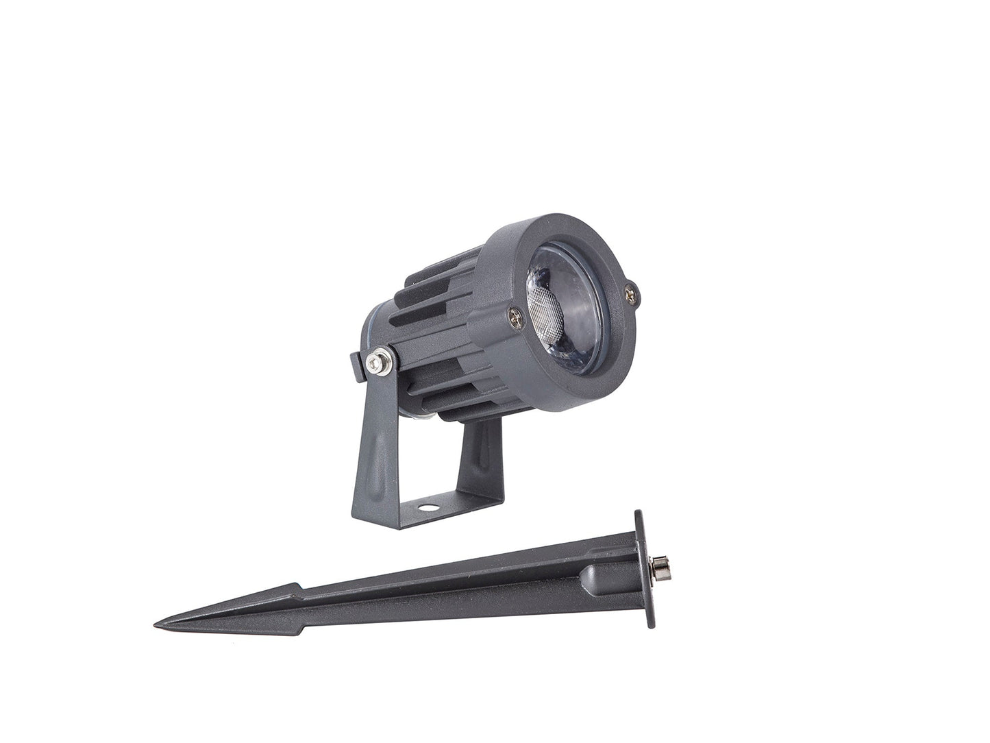 Nant Spike and Wall Light, 1 x 7W LED, 3000K, 490lm, 30 Degree, IP65, Grey and Black, c and w 2m Cable, 3yrs Warranty