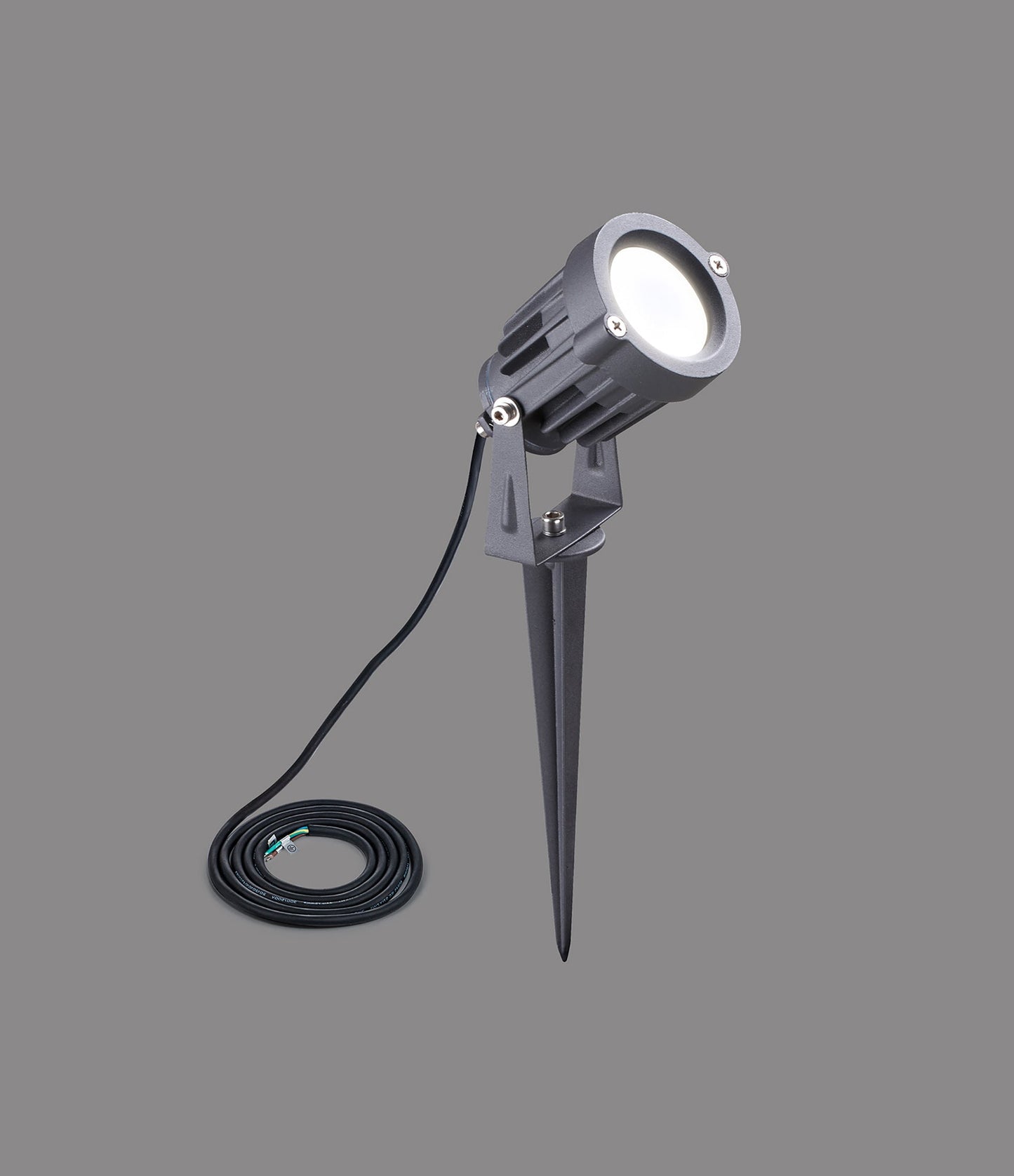 Nant Spike and Wall Light, 1 x 7W LED, 3000K, 490lm, 30 Degree, IP65, Grey and Black, c and w 2m Cable, 3yrs Warranty