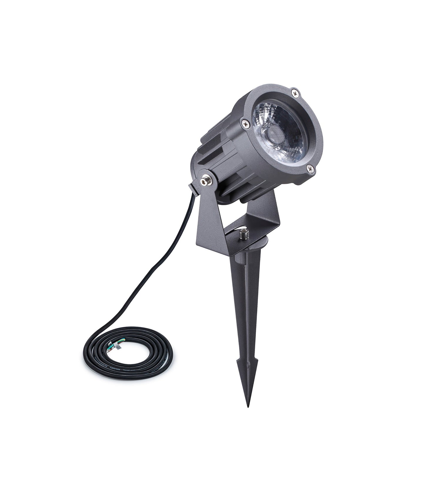 Nant Spike and Wall Light, 1 x 15W LED, 3000K, 1050lm, 30 Degree, IP65, Grey and Black, c and w 2m Cable, 3yrs Warranty