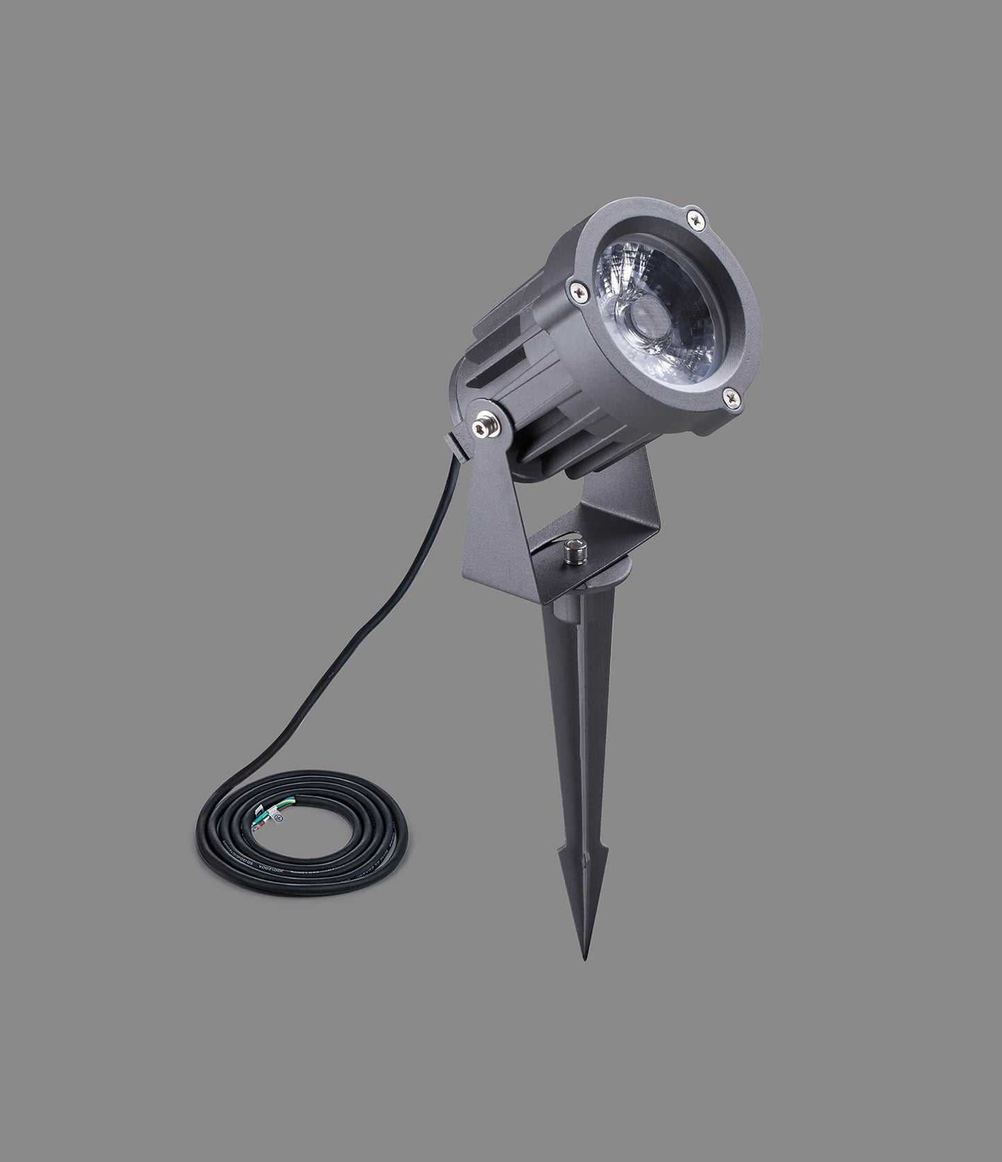 Nant Spike and Wall Light, 1 x 15W LED, 3000K, 1050lm, 30 Degree, IP65, Grey and Black, c and w 2m Cable, 3yrs Warranty