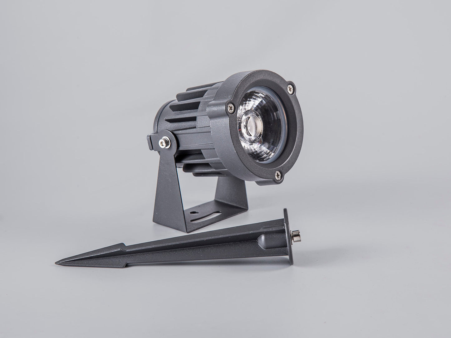 Nant Spike and Wall Light, 1 x 15W LED, 3000K, 1050lm, 30 Degree, IP65, Grey and Black, c and w 2m Cable, 3yrs Warranty