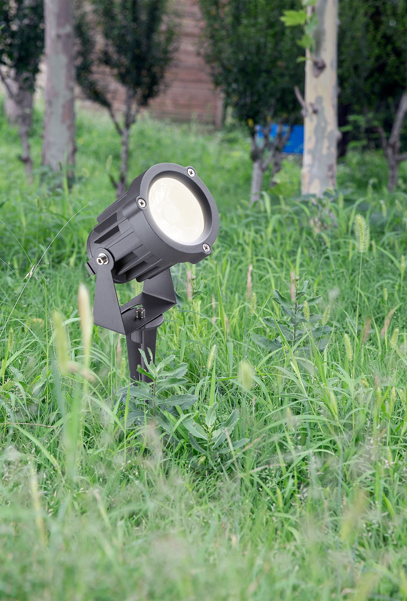 Nant Spike and Wall Light, 1 x 7W LED, 3000K, 490lm, 30 Degree, IP65, Grey and Black, c and w 2m Cable, 3yrs Warranty