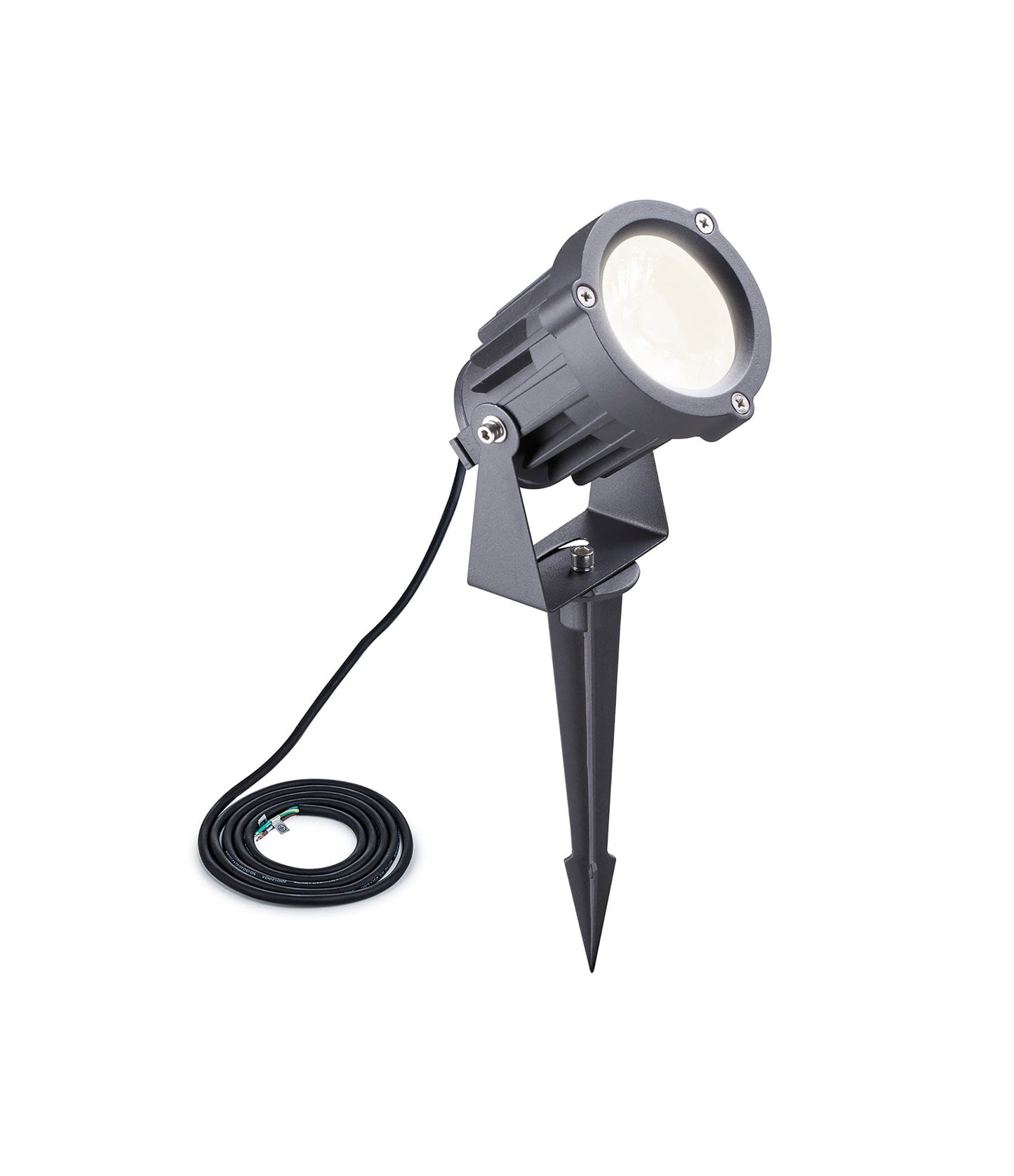 Nant Spike and Wall Light, 1 x 15W LED, 3000K, 1050lm, 30 Degree, IP65, Grey and Black, c and w 2m Cable, 3yrs Warranty