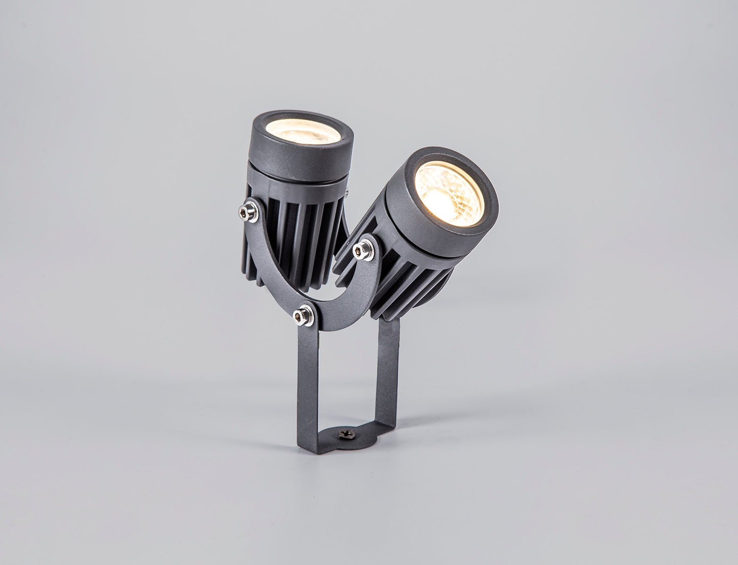 Nant Twin Spike and Wall Light, 2 x 3W LED, 3000K, 420lm, 30 Degree, IP65, Grey and Black, c and w 2m Cable, 3yrs Warranty