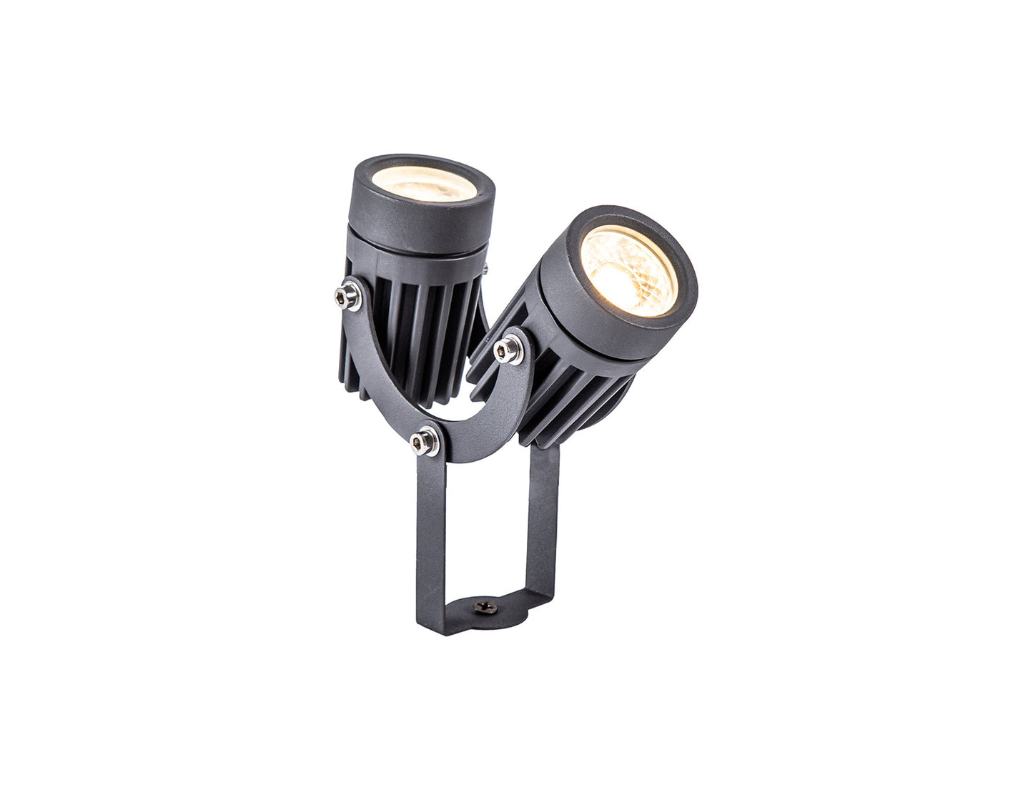 Nant Twin Spike and Wall Light, 2 x 3W LED, 3000K, 420lm, 30 Degree, IP65, Grey and Black, c and w 2m Cable, 3yrs Warranty