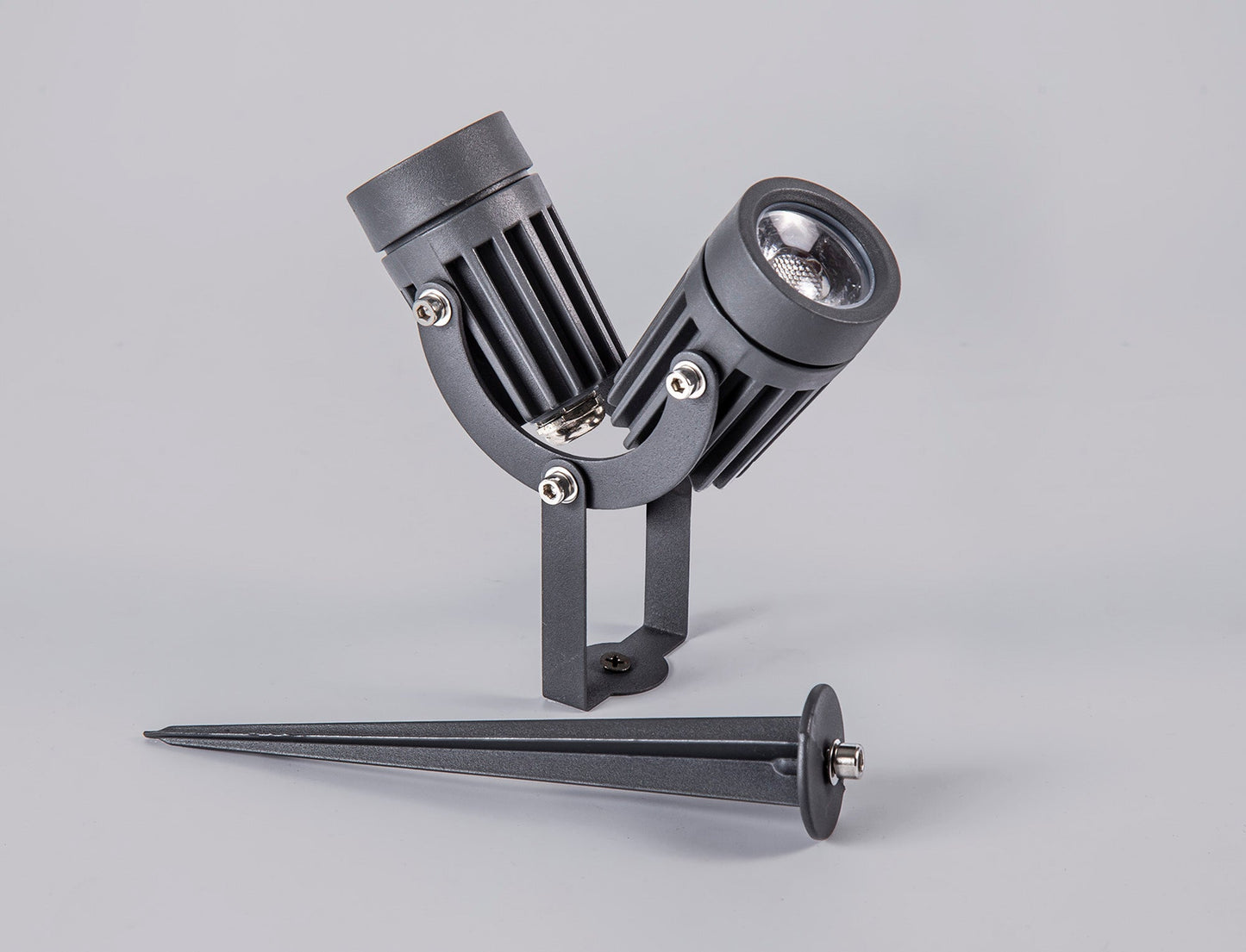 Nant Twin Spike and Wall Light, 2 x 3W LED, 3000K, 420lm, 30 Degree, IP65, Grey and Black, c and w 2m Cable, 3yrs Warranty