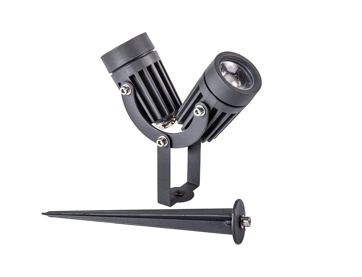 Nant Twin Spike and Wall Light, 2 x 3W LED, 3000K, 420lm, 30 Degree, IP65, Grey and Black, c and w 2m Cable, 3yrs Warranty