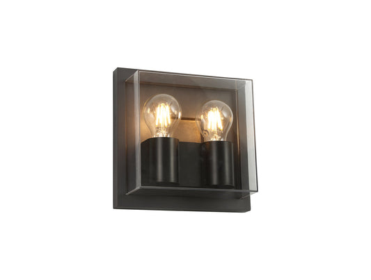 Norley Wall Lamp, 2 x E27, IP65, Anthracite and Clear PC, 2yrs Warranty