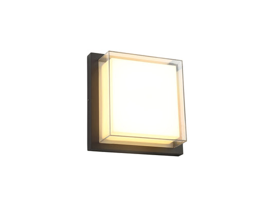 Norley Wall Lamp, 1 x 16W LED, 3000K, 1135lm, IP65, Anthracite and Opal and Clear PC, 3yrs Warranty