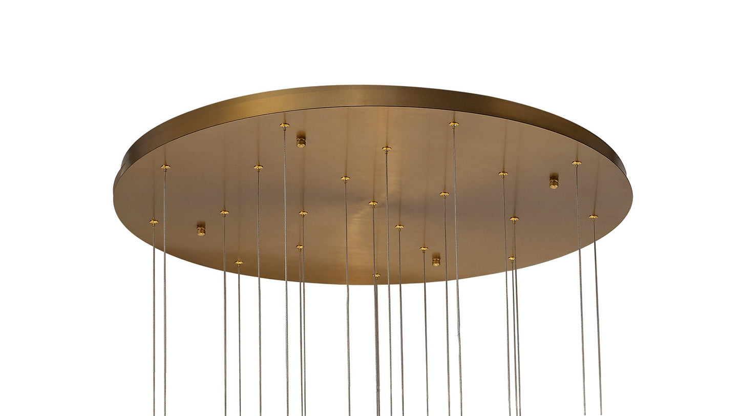 Ollerton Pendant 5m 21 x G9, Brass Metal Shade & Cognac Glass Item Weight: 24.9kg