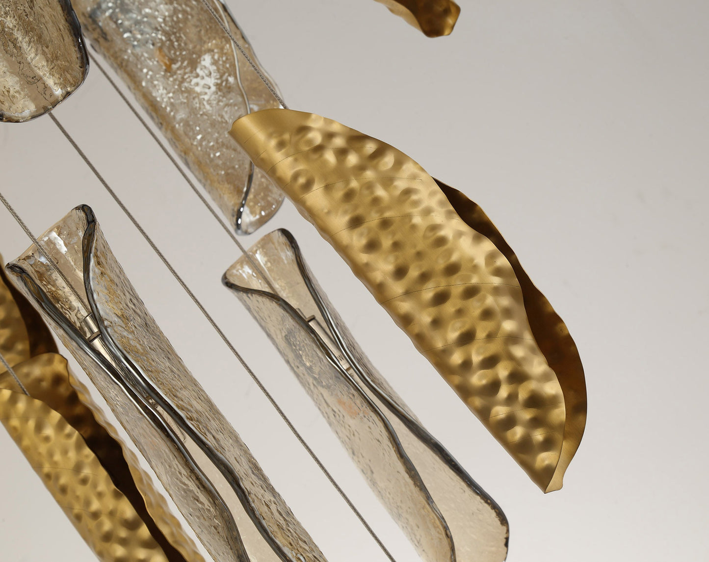 Ollerton Pendant 5m 21 x G9, Brass Metal Shade & Cognac Glass Item Weight: 24.9kg