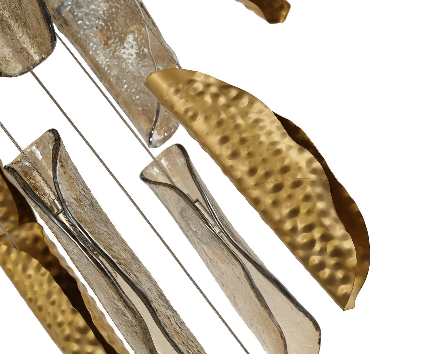 Ollerton Pendant 5m 21 x G9, Brass Metal Shade & Cognac Glass Item Weight: 24.9kg