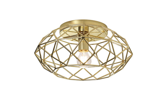 Peover Flush Ceiling, 1 x E27, Polished Brass