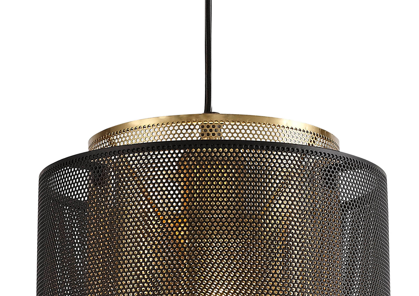 Pickmere Single Small Pendant, 1 Light Adjustable E27, Matt Black and Satin Gold