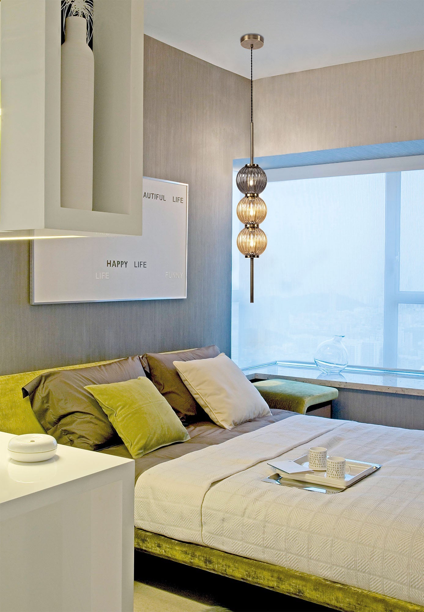 Quarry Wall Lamp, 1 x G9, Antique Brass and Smoked Glass