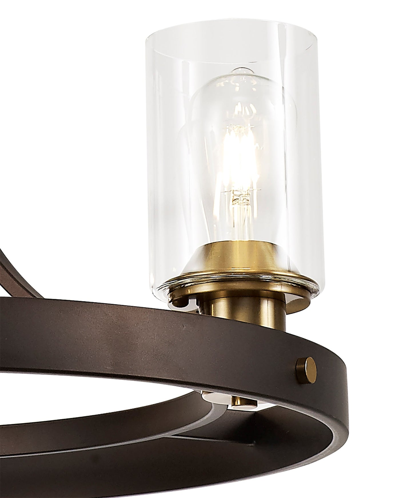 Roebuck Pendant 3 Light E27, Brown Oxide and Bronze With Clear Glass Shades