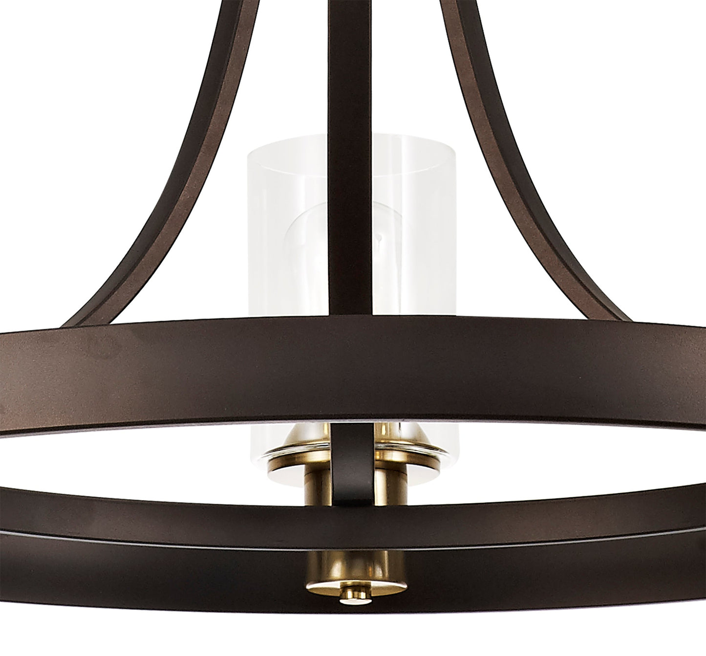 Roebuck Pendant 3 Light E27, Brown Oxide and Bronze With Clear Glass Shades