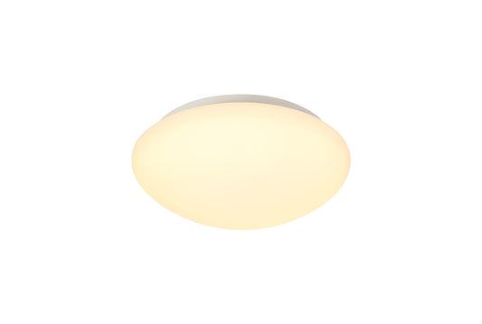 Roxby Ceiling, 1 x 18W LED, 3000K, 872lm, IP44, White and Frosted Glass, 3yrs Warranty