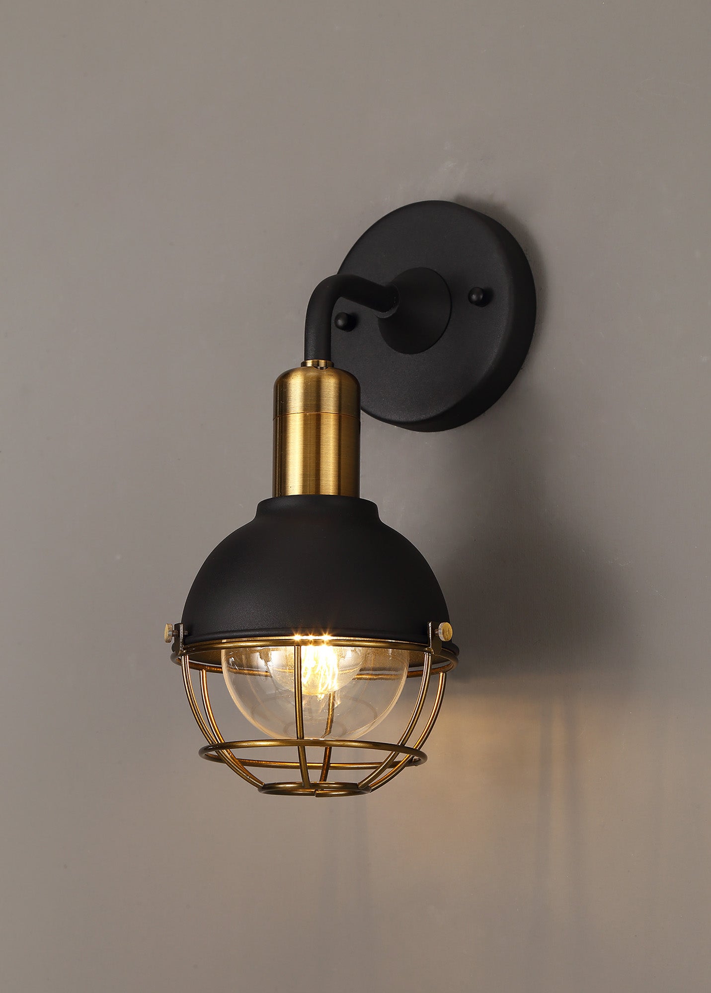 Ruskin Wall Lamp, 1 Light E27, IP65, Matt Black and Brushed Bronze, 2yrs Warranty