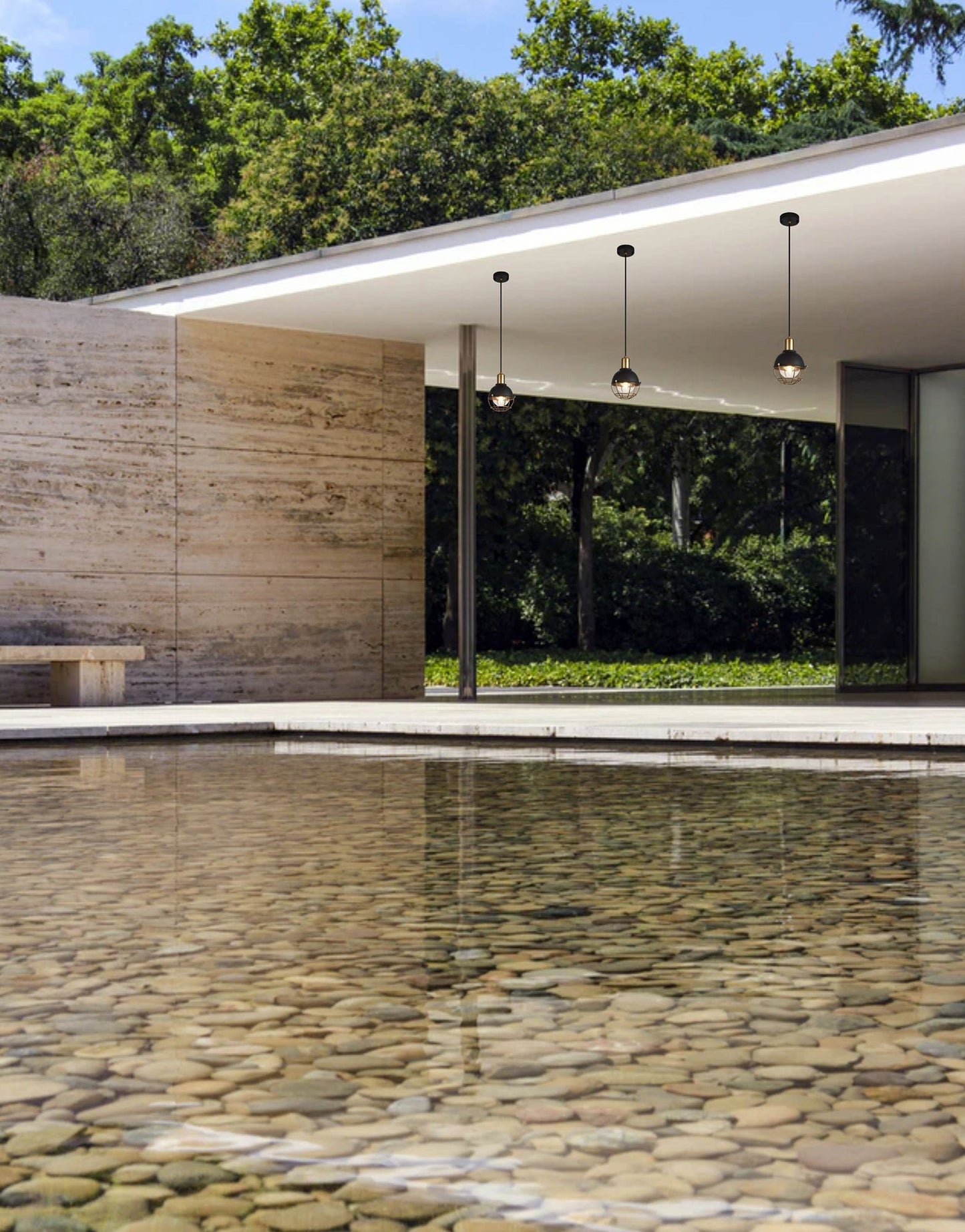 Ruskin Pendant, 1 Light E27, IP65, Matt Black and Brushed Bronze, 2yrs Warranty