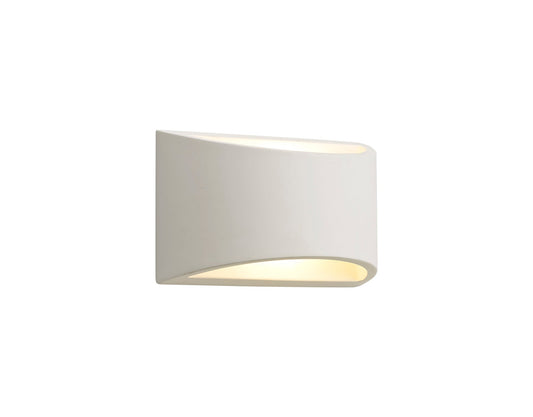 Russet Rectangular Wall Lamp, 1 x G9, White Paintable Gypsum