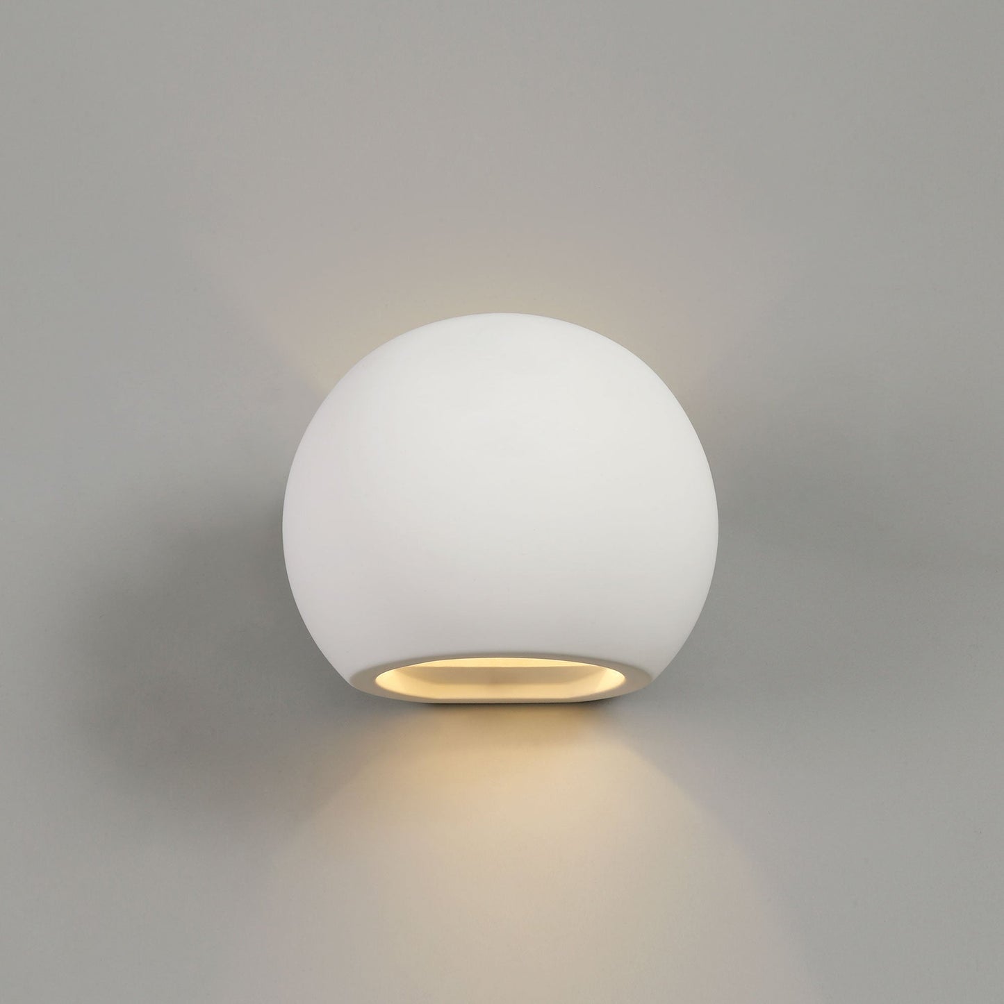 Russet Round Ball Up & Down Wall Lamp, 1 x G9, White Paintable Gypsum