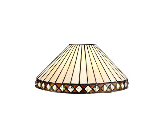 Rydal Tiffany 30cm Non-electric Shade Suitable For Pendant and Ceiling and Table Lamp, Amber and Cream and Crystal
