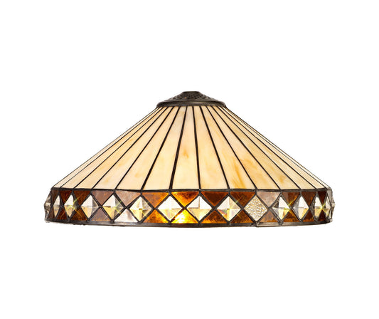Rydal Tiffany 40cm Shade Only Suitable For Pendant and Ceiling and Table Lamp, Amber and Cream and Crystal