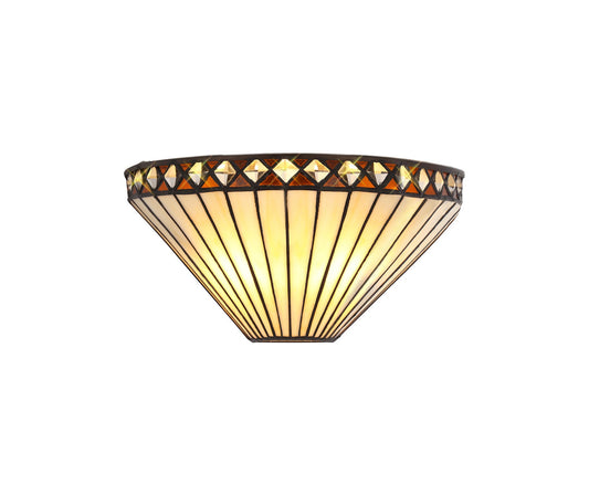 Rydal Tiffany Wall Lamp, 2 x E14, Amber and Cream and Crystal