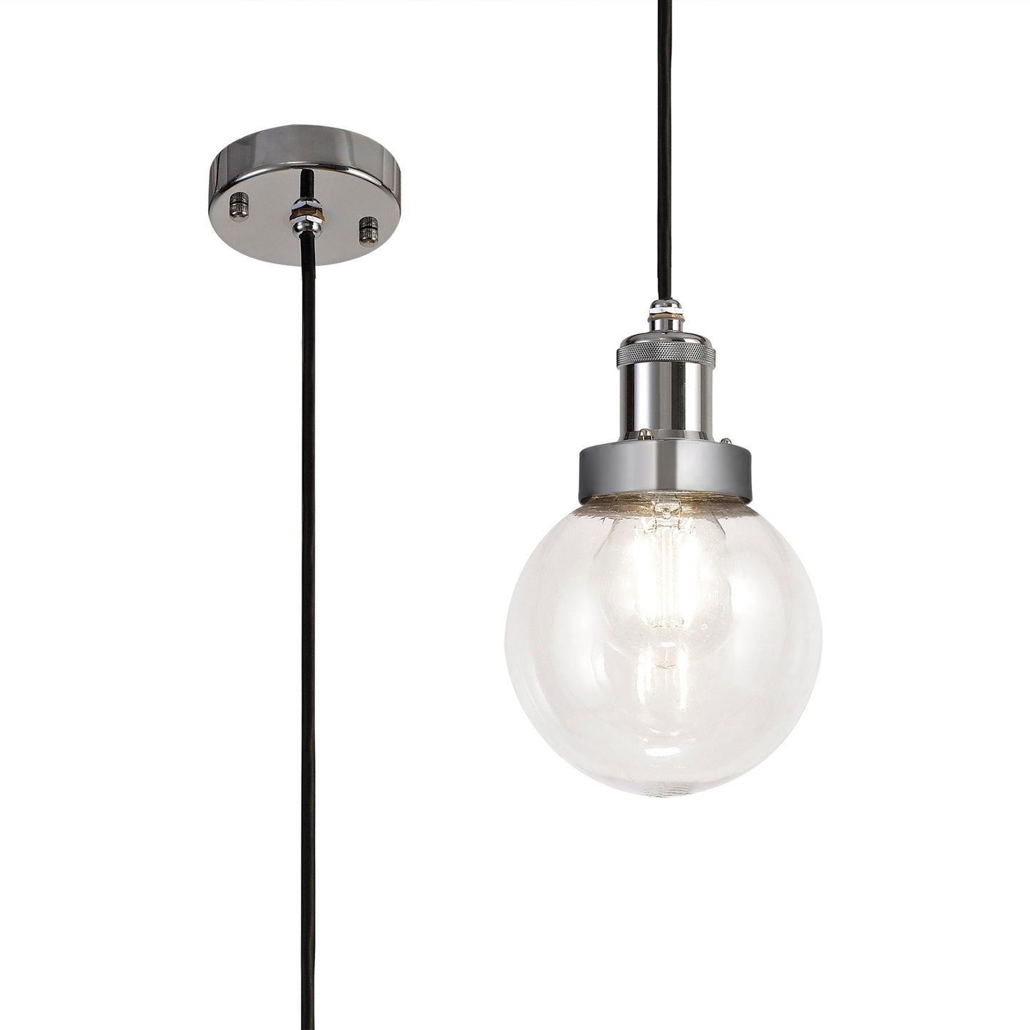 Sand Pendant 1 Light E27 IP65 Exterior Titanium Silver and Polished Chrome
