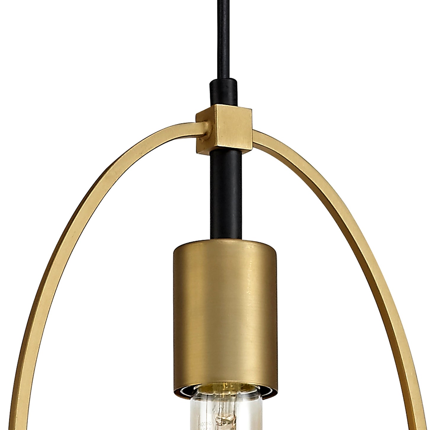 Sandbach Single Small Circle Pendant, 1 Light E27, Sand Gold and Matt Black